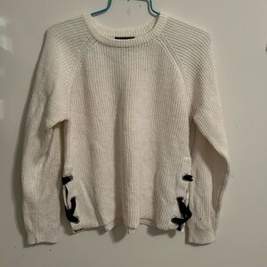 Girl’s 14/16 Limited Too Cream Sweater with Black Ribbons